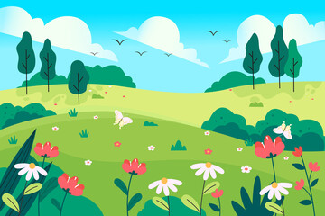 Fototapeta na wymiar illustration of natural landscape in spring