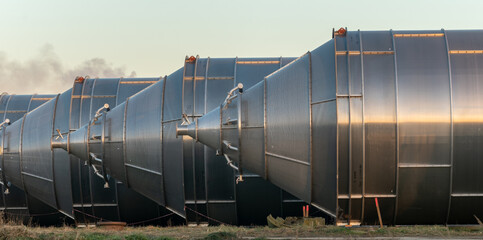 Tanks at the construction site of a polymer factory