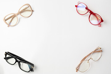 optical glasses in white background