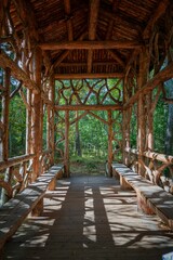 Fototapeta na wymiar puente artesanal fabricado con madera