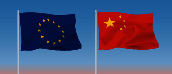 EUと中国の旗