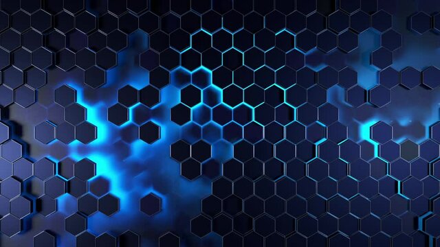 Abstract 3d motion background with animated hexagons. 3D animation