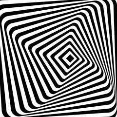 Abstract Background of Waves, Optical Illusion, Black and White Line Art. Vector illustration