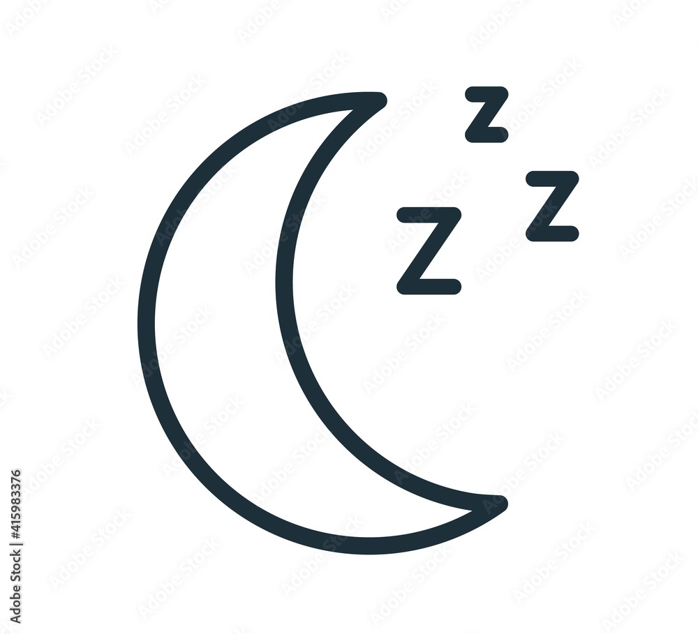 Poster simple icon in line art style with half moon or waning crescent. symbol of night and bedtime. linear