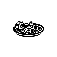Sundae glyph icon. Traditional korean street food. Asian dish of blood sausages, sauce and seasoning. Korean cuisine concept.Filled flat sign. Isolated silhouette vector illustration