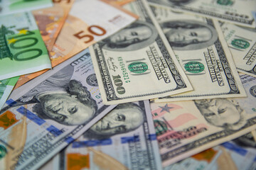 money dollar euro bills lie on the table business purchases bank deposits