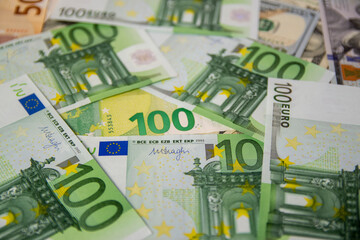 money euro bills lie on the table business purchases bank deposits