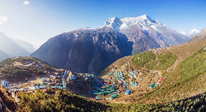 View on Namche Bazar, Khumbu district, Himalayas, Nepal