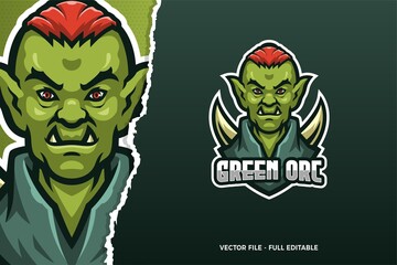 Green Orc E-sport Game Logo Template