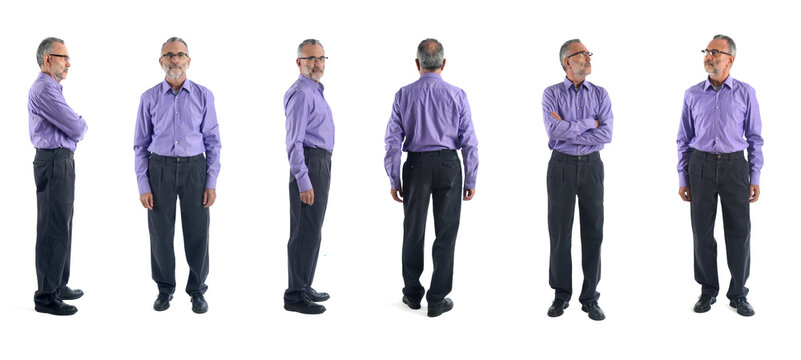 same man with various poses on white background