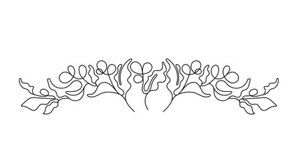 Fototapeta premium Abstract one line border. Vector pattern. Coffee