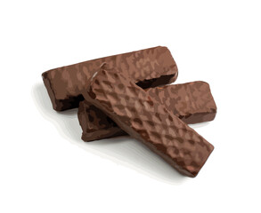 Group of Chocolate Wafers Isolated, Wafer Bar, Waffle Biscuits