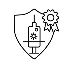 line icon, vaccination, certified vaccine