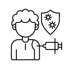 line icon, vaccination, vaccination in the shoulder
