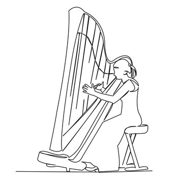 line art harpist playing harp clip art preview