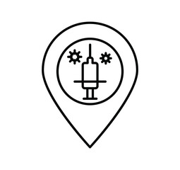 line icon, vaccination, location point 