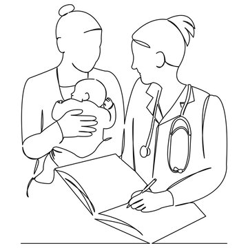 mother and baby consult doctor clip art preview