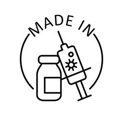 line icon, vaccination, vaccine production