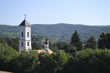 Fototapeta na wymiar Novi Sad, Serbia - March 02. 2013: Orthodox monastery - Ravanica on Fruska Gora in Vrdnik. Novi Sad, Serbia 