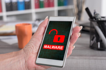 Malware concept on a smartphone