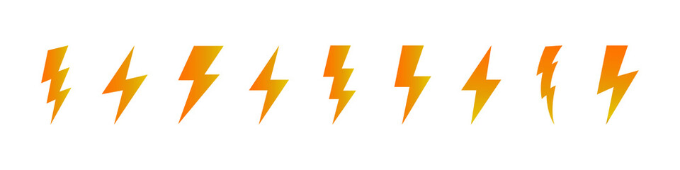Lightning bolt icon set, Energy and thunder electricity symbol concept, vector Illustration