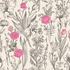 Seamless floral graphic pattern.