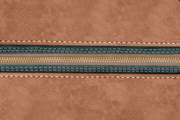 brown leather with zipper for background © prapann