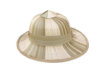 Hat made of palm leaves isolated on white with clipping path