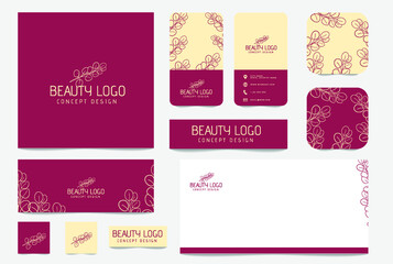 Fototapeta na wymiar minimal floral botanical logo and stationary package