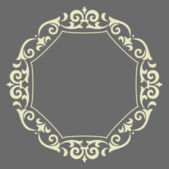 Decorative frame Elegant vector element for design in Eastern style, place for text. Floral gray border. Lace illustration for invitations and greeting cards