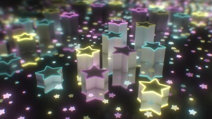 Abstract Glowing Neon Star DJ Room Illuminated Shapes Flashing Light - 4K Seamless VJ Loop Motion Background Animation