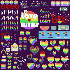 LGBT community illustration set. Vector pride icons