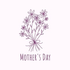Hand drawn floral bouquet Mother's Day card