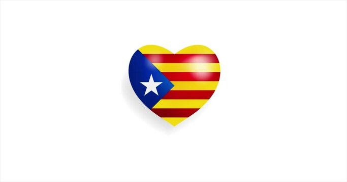 Heart beating with Catalonia Estelada Blava flag. 3D Seamless Animation. Loopable animation of rendered heart on white background. For mailing, greeting card, web site, shop&hellip;