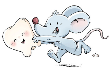 Running mouse with a tooth