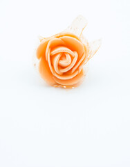 Orange flower on a white background. It can be used as a greeting card on which you will write anything in the empty part under the flower.