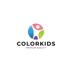 Color Kids logo vector icon illustration modern style