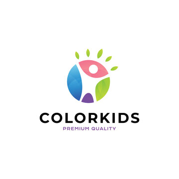 Color Kids logo vector icon illustration modern style