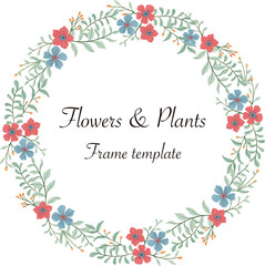 Fototapeta premium Flowers and plants frame template
