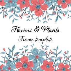 Flowers and plants frame template