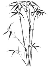 Digital illustration of bamboo, black and white.