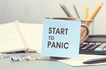 Start to Panic - concept of text on sticky note