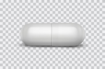 Vector realistic capsule pill with shadow isolated on transparent background
