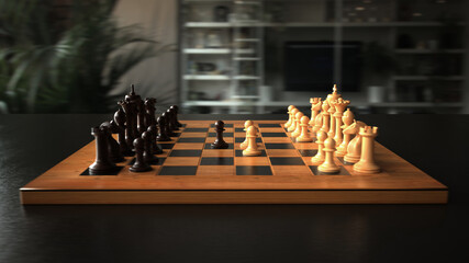 The first move in chess. 3d illustration. © Alexander Limbach