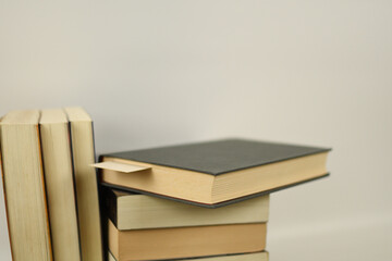 stack of books on white background literture libary