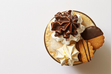 Creamy cookie topping on ice cream