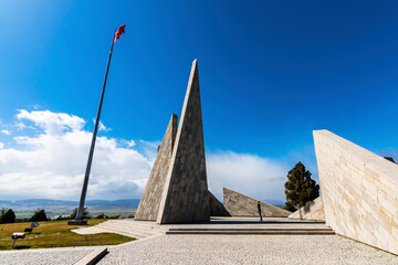 Fototapeta na wymiar Zafertepe Monument was built in the National Park to commemorate the Independence War. The August 30 Victory Day ceremonies are held here every year.