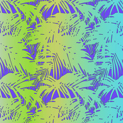 Beach vector seamless pattern. Tropical leaves. Jungle foliage illustration. Exotic plants. Summer beach floral design.