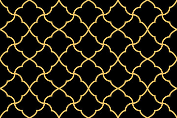 Fototapeta premium Abstract geometry pattern in Arabian style. Seamless vector background. Black and gold graphic ornament. Simple lattice graphic design
