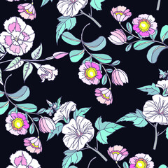 Flower background.  Liberty style. fabric, covers, manufacturing, wallpapers, print, gift wrap.